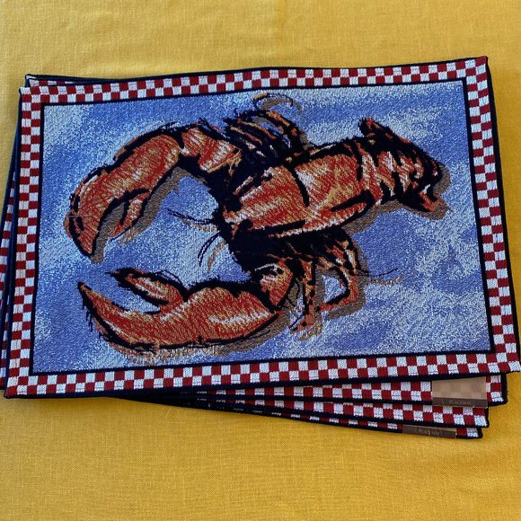 SOLD Park B. Smith 19 1/2" x 12 1/2" Lobster Tapestry Placemats NWT Set of 4 - Picture 2 of 7
